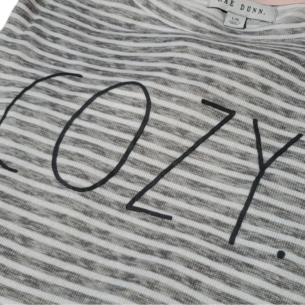 RAE DUNN “Cozy” 2PC Pajama Set in Gray/White Size Large — SUPER DUPER SOFT!!!